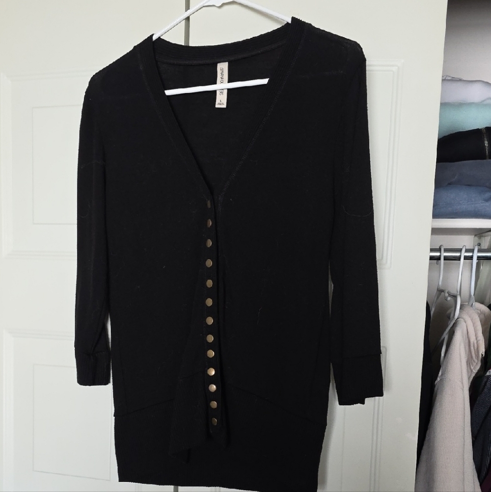 Zenana Outfitters Black Snap-Front Cardigan
